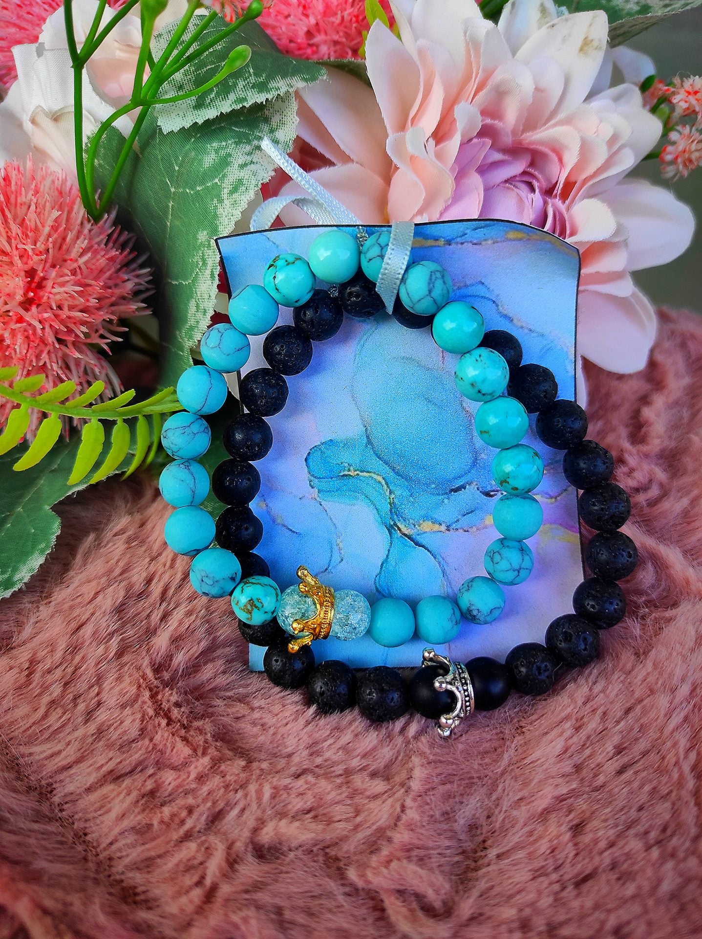 Türkiz ónix páros karkötő